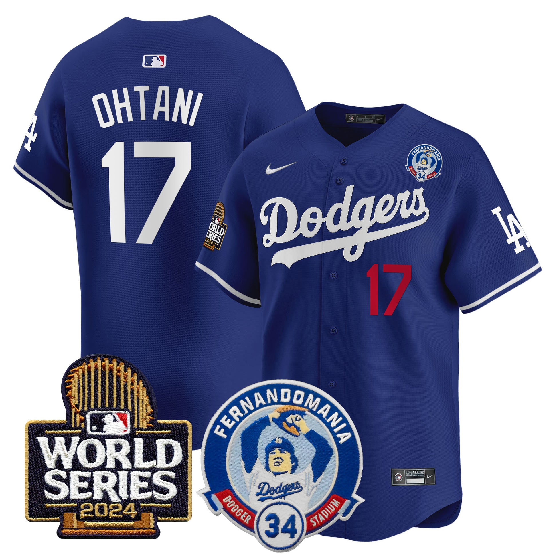 Men's Dodgers Fernando Valenzuela & 2024 World Series Patch Vapor Premier Limited Jersey V3 - All Stitched