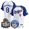 Men's Dodgers Fernando Valenzuela & 2024 World Series Patch Vapor Premier Limited Jersey V3 - All Stitched