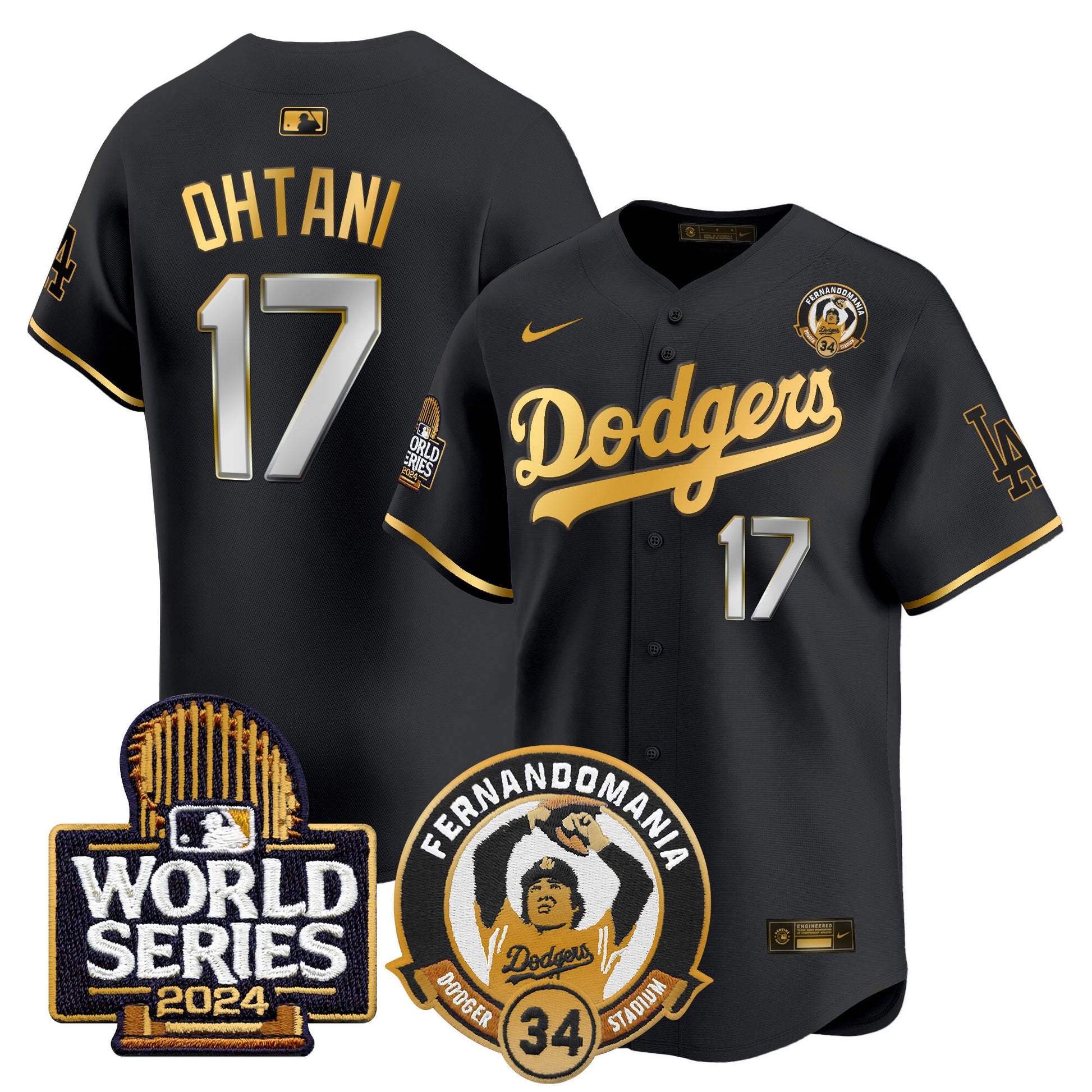 Men's Dodgers Fernando Valenzuela & 2024 World Series Patch Vapor Premier Limited Jersey V3 - All Stitched