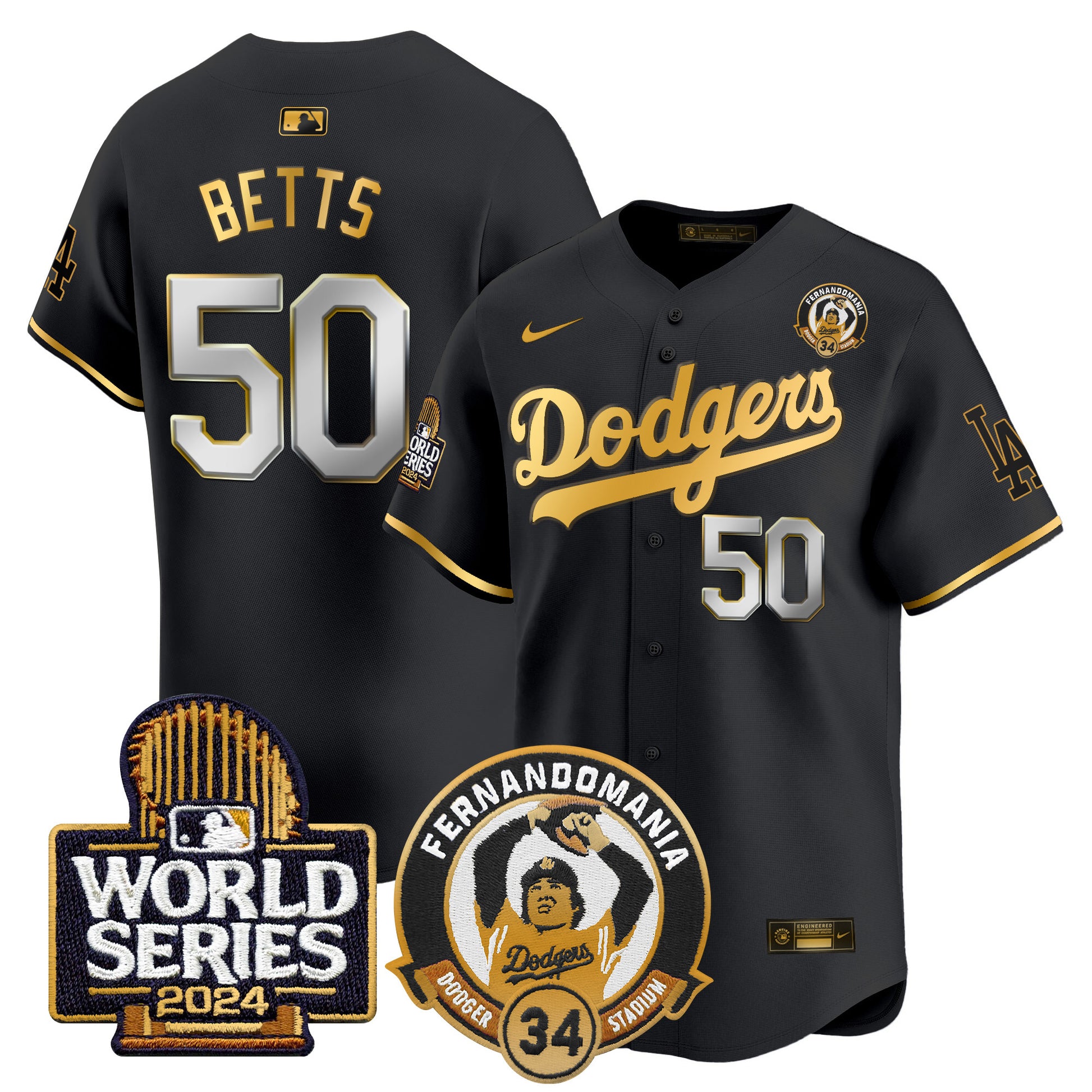 Men's Dodgers Fernando Valenzuela & 2024 World Series Patch Vapor Premier Limited Jersey V3 - All Stitched