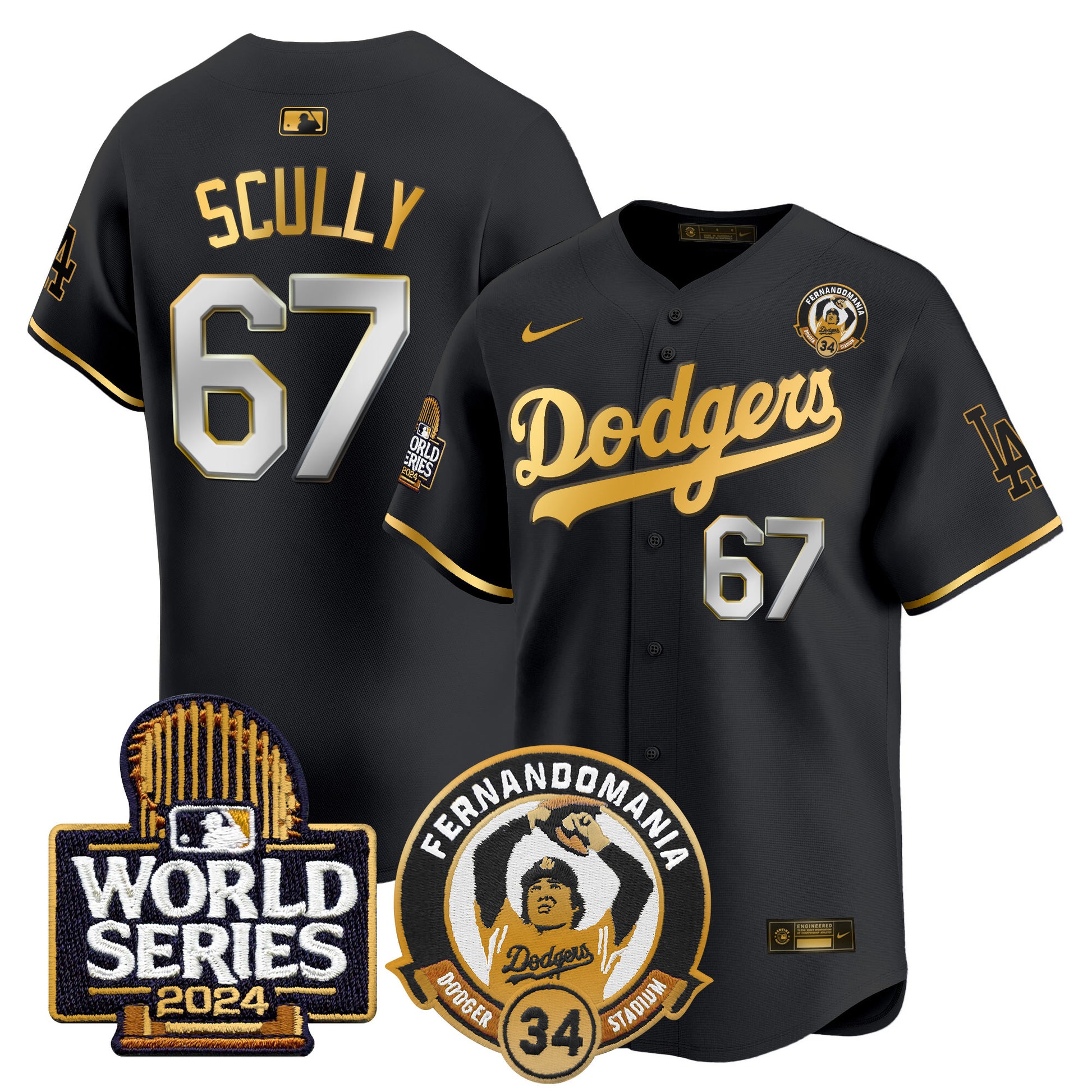 Men's Dodgers Fernando Valenzuela & 2024 World Series Patch Vapor Premier Limited Jersey V3 - All Stitched
