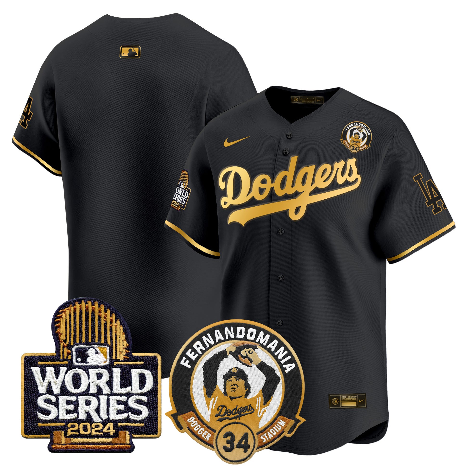 Men's Dodgers Fernando Valenzuela & 2024 World Series Patch Vapor Premier Limited Jersey V3 - All Stitched