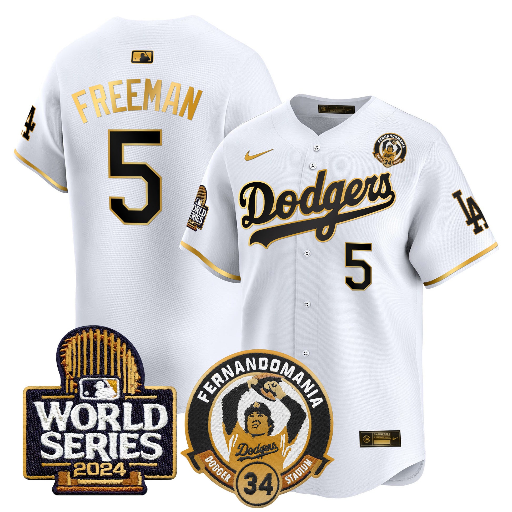Men's Dodgers Fernando Valenzuela & 2024 World Series Patch Vapor Premier Limited Jersey V3 - All Stitched