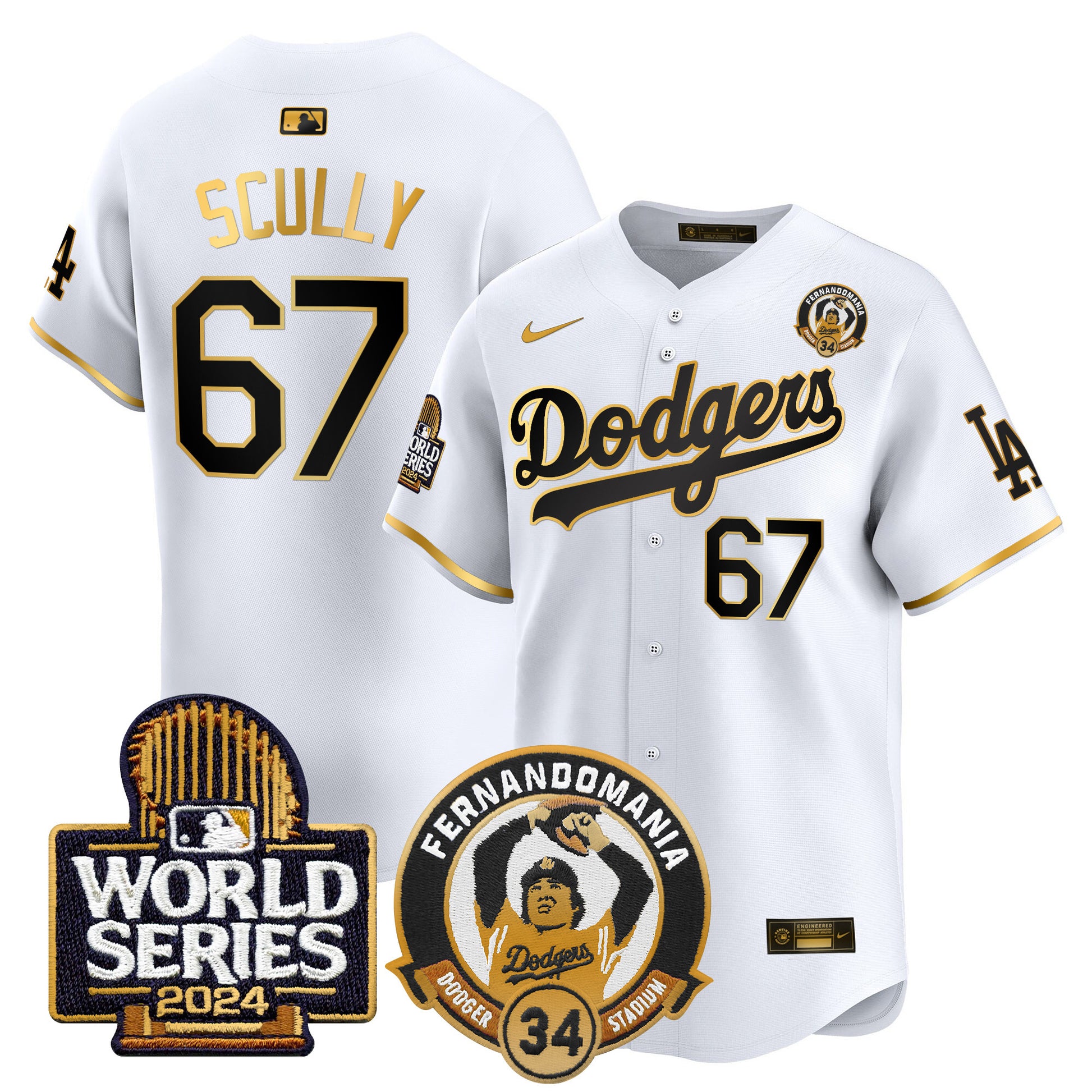 Men's Dodgers Fernando Valenzuela & 2024 World Series Patch Vapor Premier Limited Jersey V3 - All Stitched