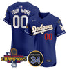 Custom Name/Gender Dodgers 2024 World Series Champions Gold Trim Vapor Premier Elite Jersey V2 - All Stitched
