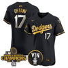 Men's Dodgers 2024 World Series Champions Gold Trim Vapor Premier Elite Jersey - All Stitched