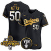 Men's Dodgers 2024 World Series Champions Gold Trim Vapor Premier Elite Jersey - All Stitched