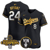 Men's Dodgers 2024 World Series Champions Gold Trim Vapor Premier Elite Jersey - All Stitched