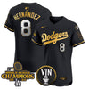Men's Dodgers 2024 World Series Champions Gold Trim Vapor Premier Elite Jersey - All Stitched
