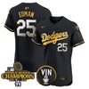 Men's Dodgers 2024 World Series Champions Gold Trim Vapor Premier Elite Jersey - All Stitched