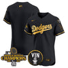 Men's Dodgers 2024 World Series Champions Gold Trim Vapor Premier Elite Jersey - All Stitched
