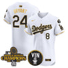 Men's Dodgers 2024 World Series Champions Gold Trim Vapor Premier Elite Jersey - All Stitched