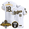 Men's Dodgers 2024 World Series Champions Gold Trim Vapor Premier Elite Jersey - All Stitched