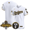Men's Dodgers 2024 World Series Champions Gold Trim Vapor Premier Elite Jersey - All Stitched