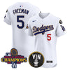 Men's Dodgers 2024 World Series Champions Gold Trim Vapor Premier Elite Jersey - All Stitched