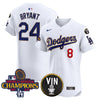 Men's Dodgers 2024 World Series Champions Gold Trim Vapor Premier Elite Jersey - All Stitched