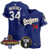 Men's Dodgers 2024 World Series Champions Gold Trim Vapor Premier Elite Jersey - All Stitched