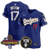 Men's Dodgers 2024 World Series Champions Gold Trim Vapor Premier Elite Jersey - All Stitched