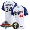 Men's Dodgers 2024 World Series Champions Gold Trim Vapor Premier Elite Jersey - All Stitched