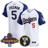 Men's Dodgers 2024 World Series Champions Gold Trim Vapor Premier Elite Jersey - All Stitched
