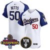 Men's Dodgers 2024 World Series Champions Gold Trim Vapor Premier Elite Jersey - All Stitched