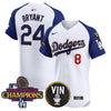 Men's Dodgers 2024 World Series Champions Gold Trim Vapor Premier Elite Jersey - All Stitched