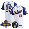 Men's Dodgers 2024 World Series Champions Gold Trim Vapor Premier Elite Jersey - All Stitched