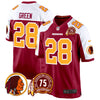 Men's Washington Redskins 75th Patch Throwback Game Jersey - All Stitched