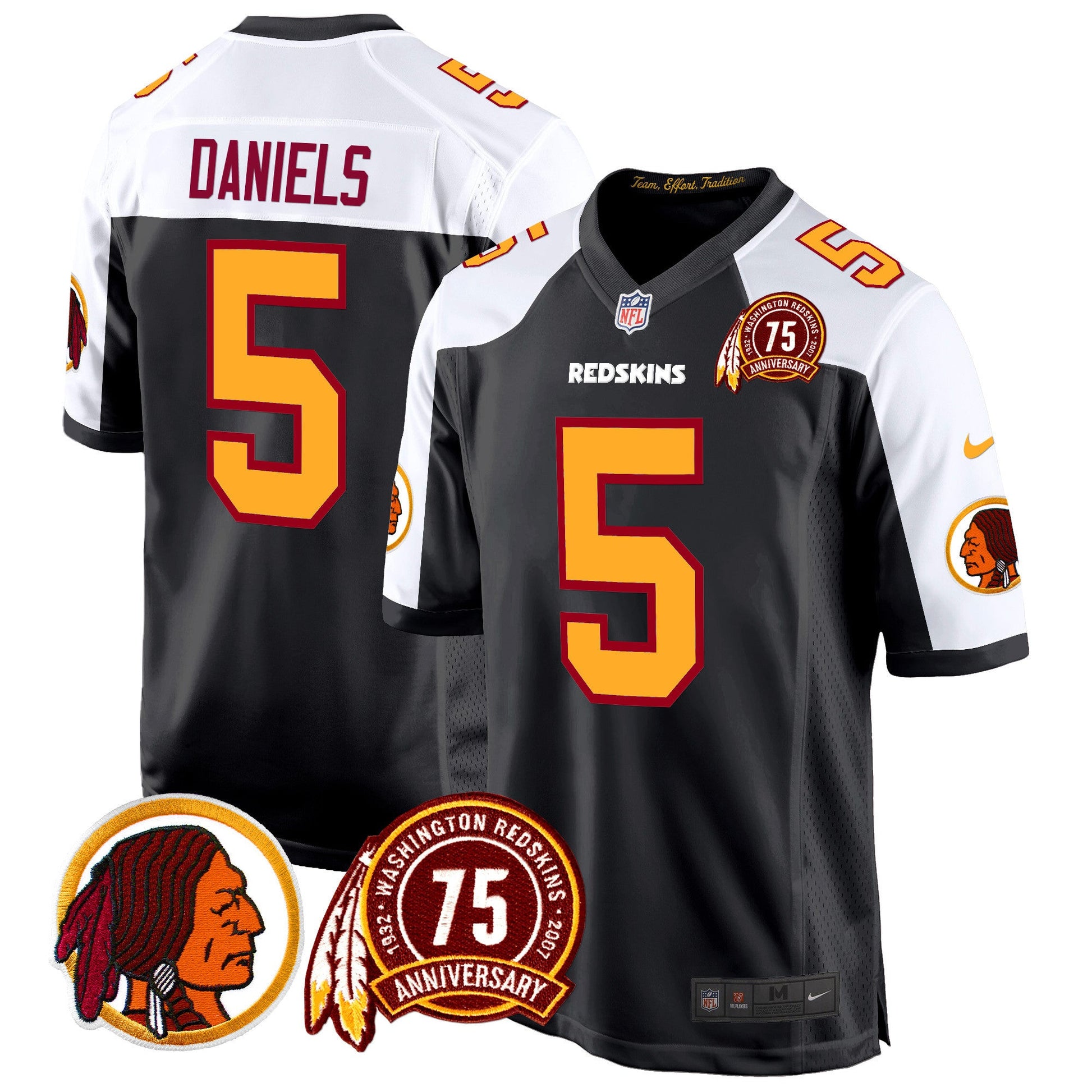 Men's Washington Redskins 75th Patch Throwback Game Jersey - All Stitched