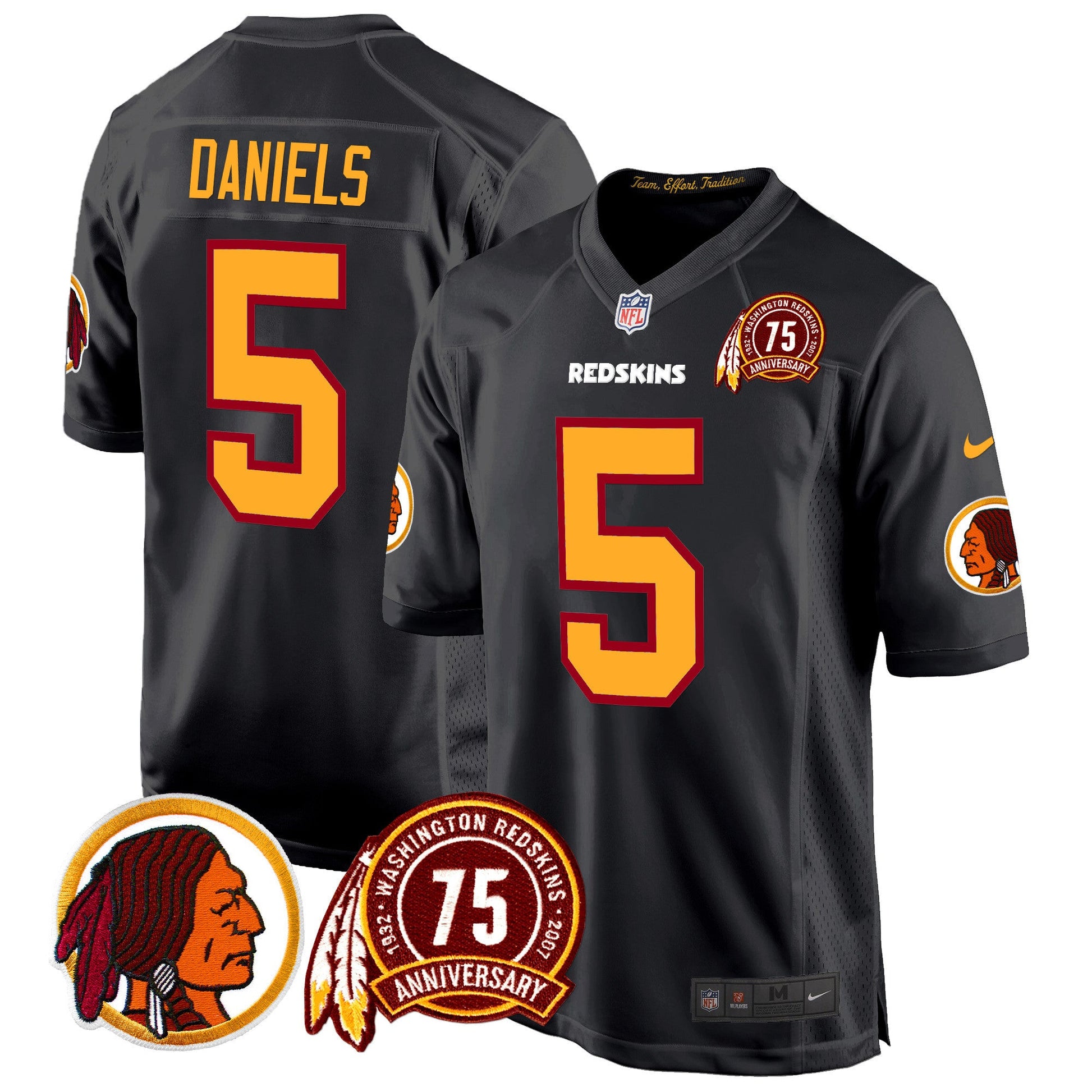 Men's Washington Redskins 75th Patch Throwback Game Jersey - All Stitched