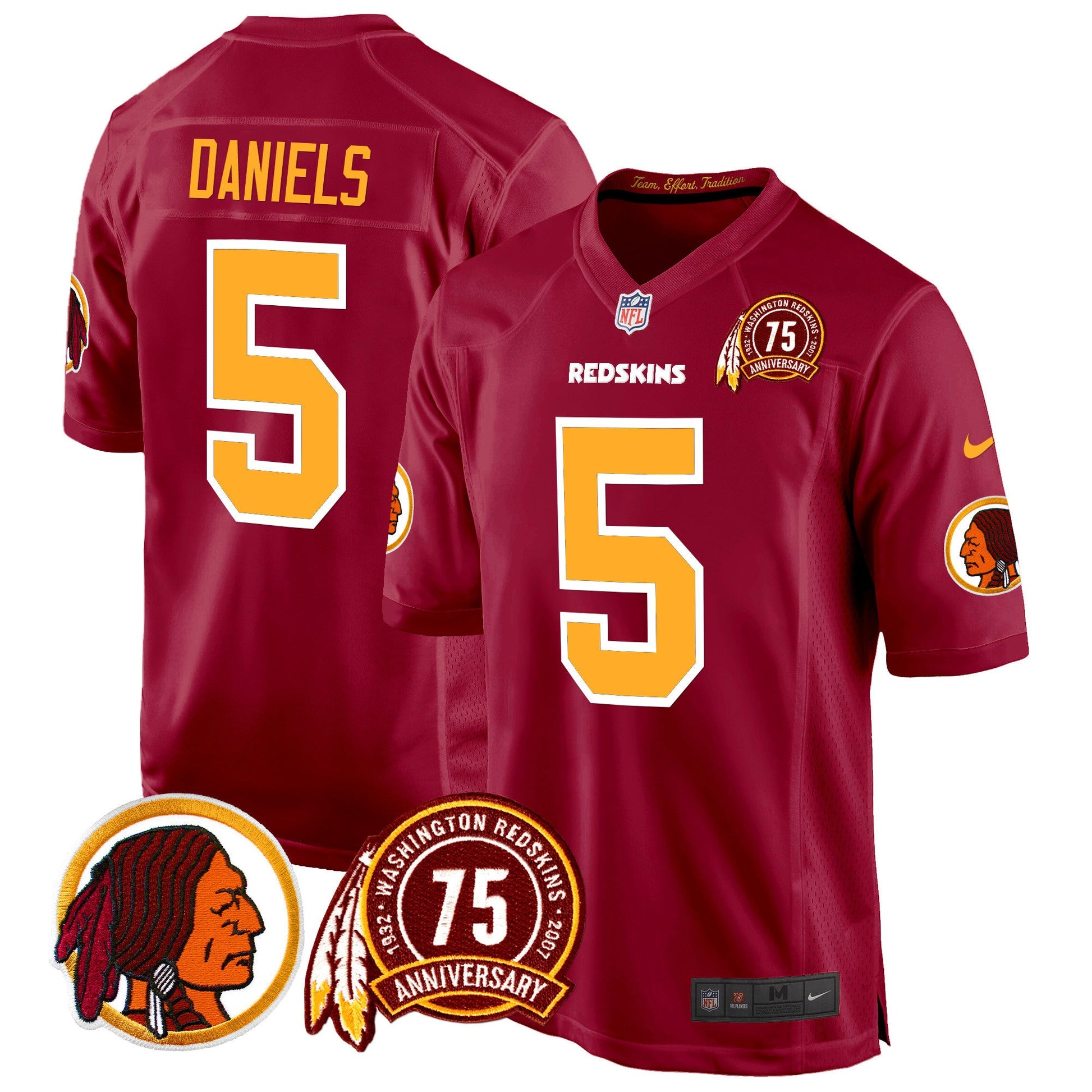 Men's Washington Redskins 75th Patch Throwback Game Jersey - All Stitched