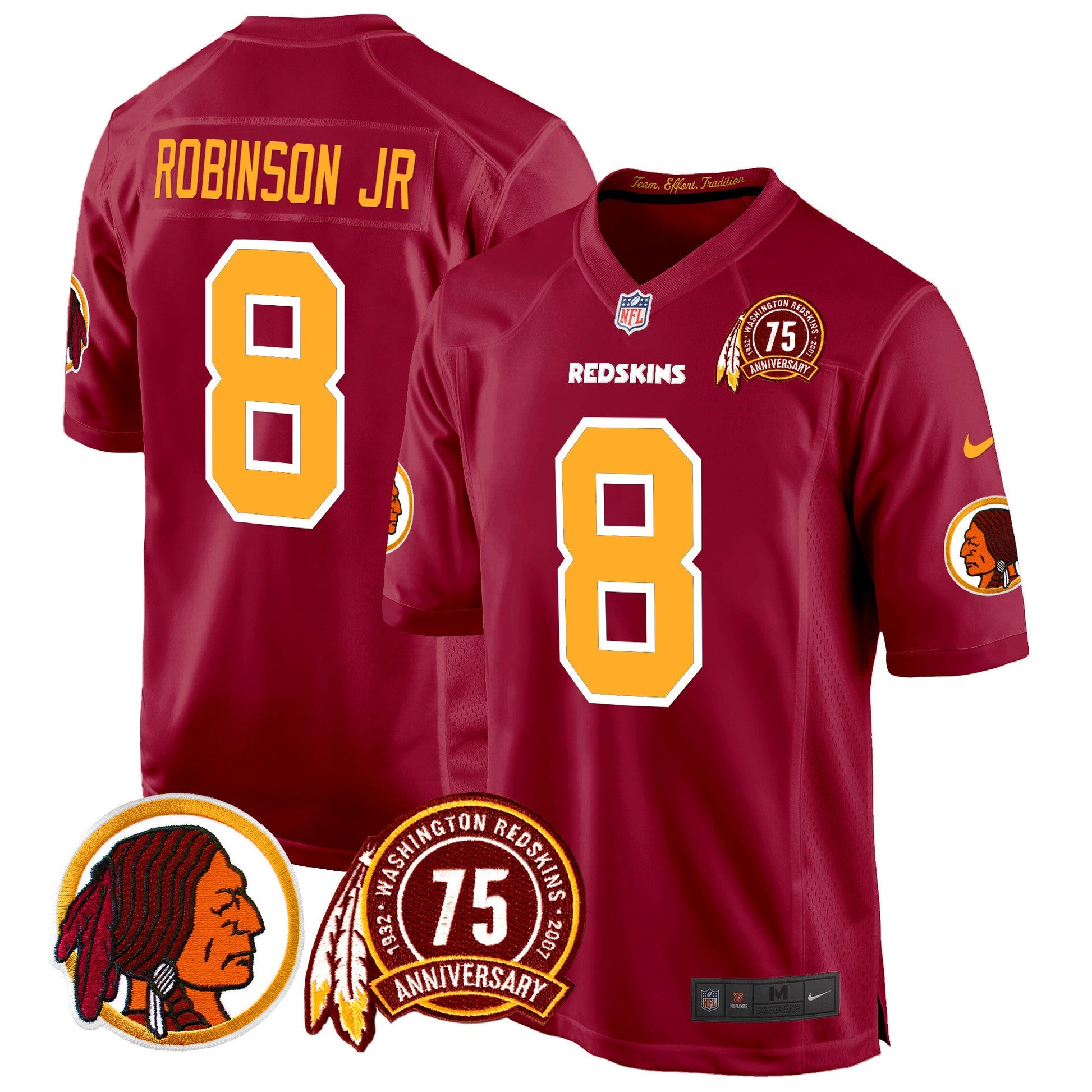 Men's Washington Redskins 75th Patch Throwback Game Jersey - All Stitched