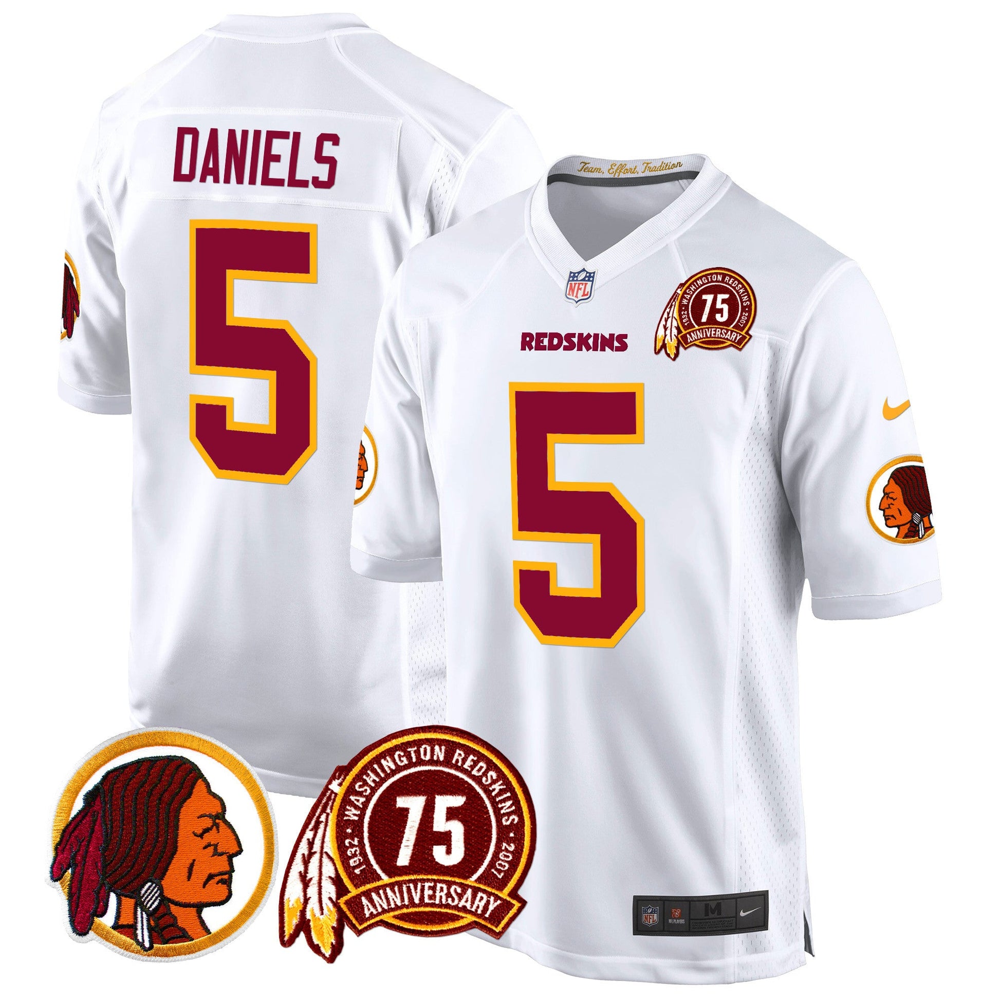 Men's Washington Redskins 75th Patch Throwback Game Jersey - All Stitched