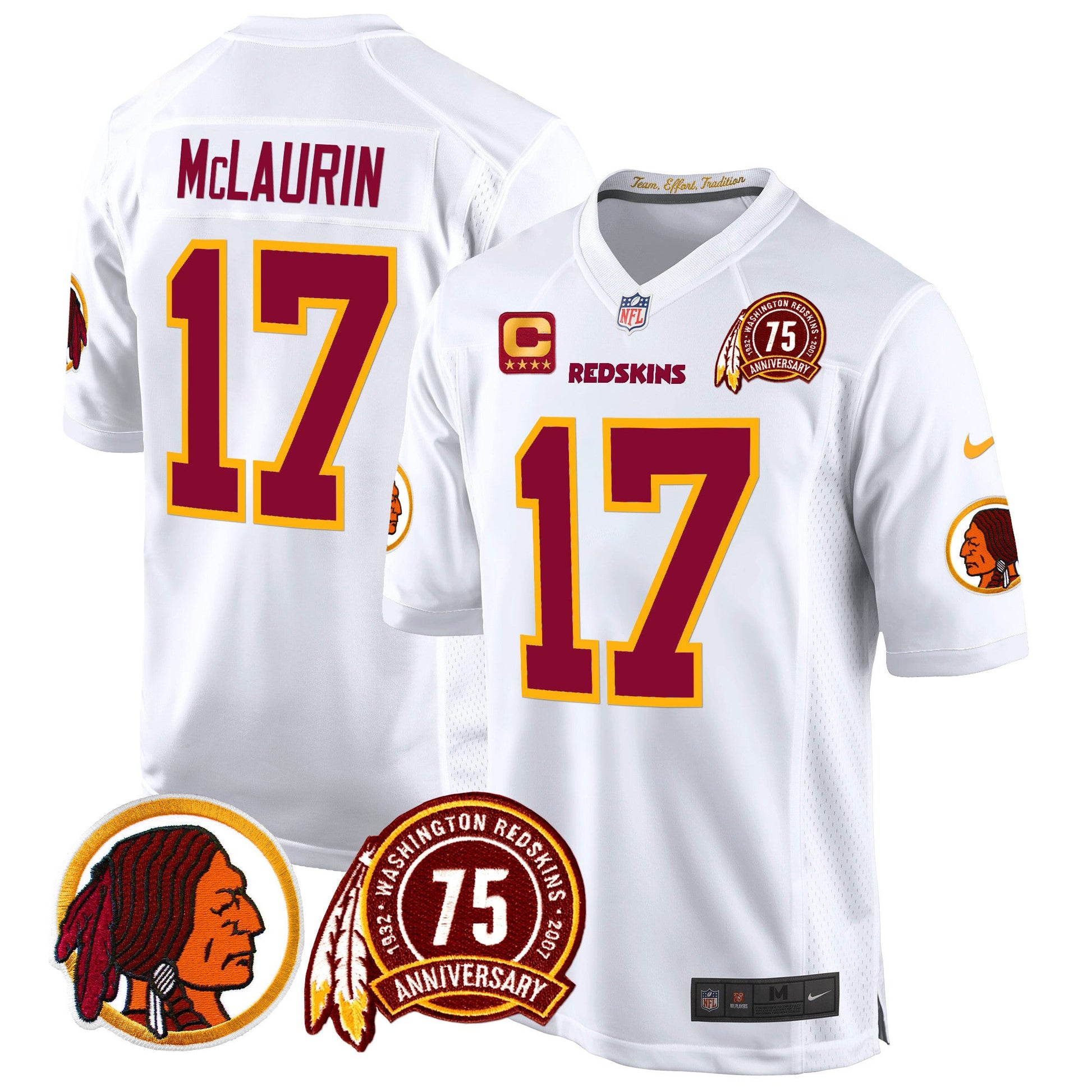 Men's Washington Redskins 75th Patch Throwback Game Jersey - All Stitched