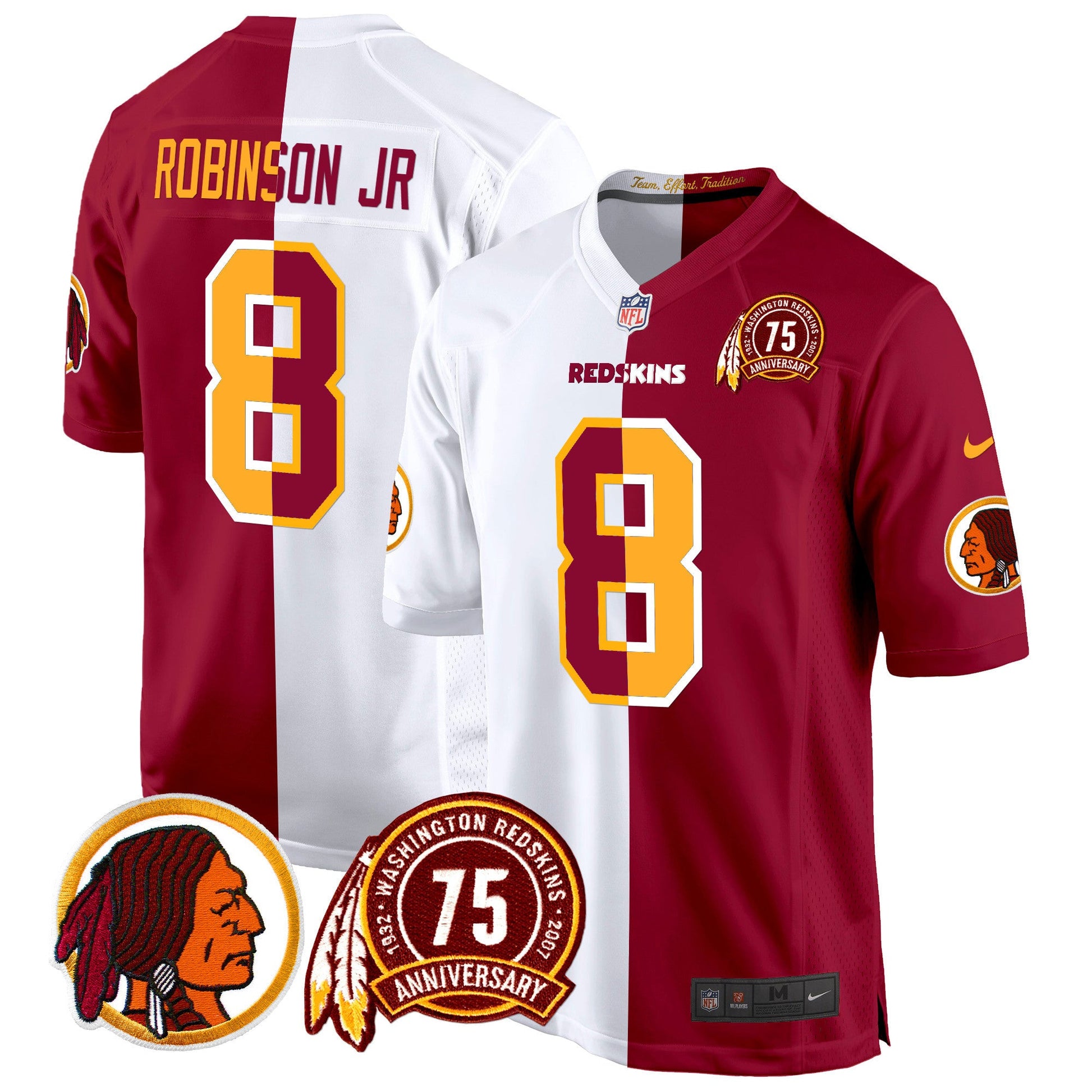 Men's Washington Redskins 75th Patch Throwback Game Jersey - All Stitched