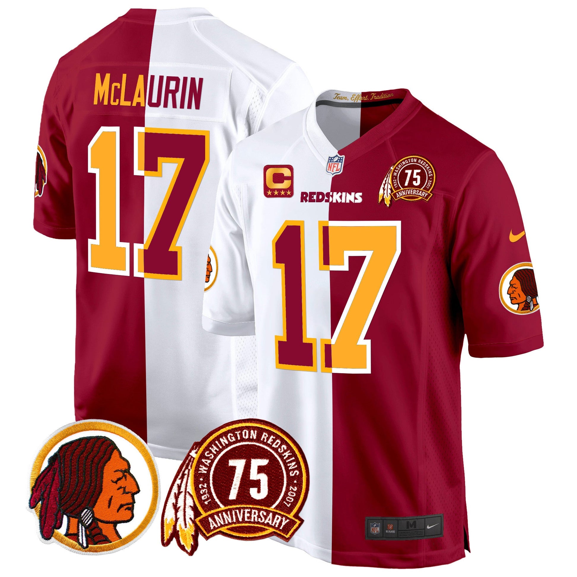 Men's Washington Redskins 75th Patch Throwback Game Jersey - All Stitched