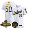 Men's Dodgers 2024 World Series Champions Gold Trim Vapor Premier Elite Jersey V2 - All Stitched
