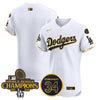 Men's Dodgers 2024 World Series Champions Gold Trim Vapor Premier Elite Jersey V2 - All Stitched