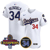 Men's Dodgers 2024 World Series Champions Gold Trim Vapor Premier Elite Jersey V2 - All Stitched