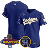 Men's Dodgers 2024 World Series Champions Gold Trim Vapor Premier Elite Jersey V2 - All Stitched