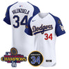 Men's Dodgers 2024 World Series Champions Gold Trim Vapor Premier Elite Jersey V2 - All Stitched