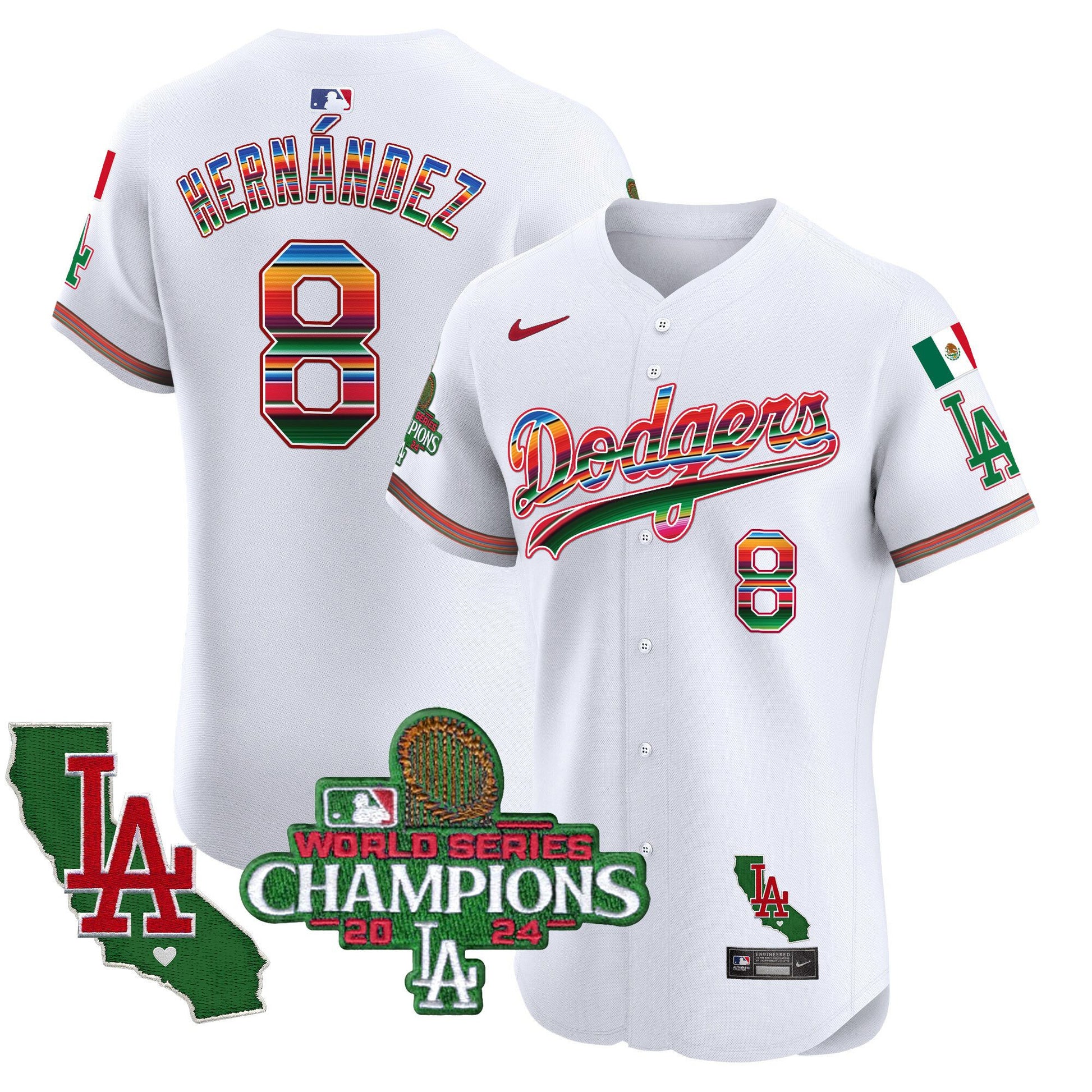 Men's Dodgers Mexico 2024 World Series Champions Vapor Premier Elite Jersey - All Stitched
