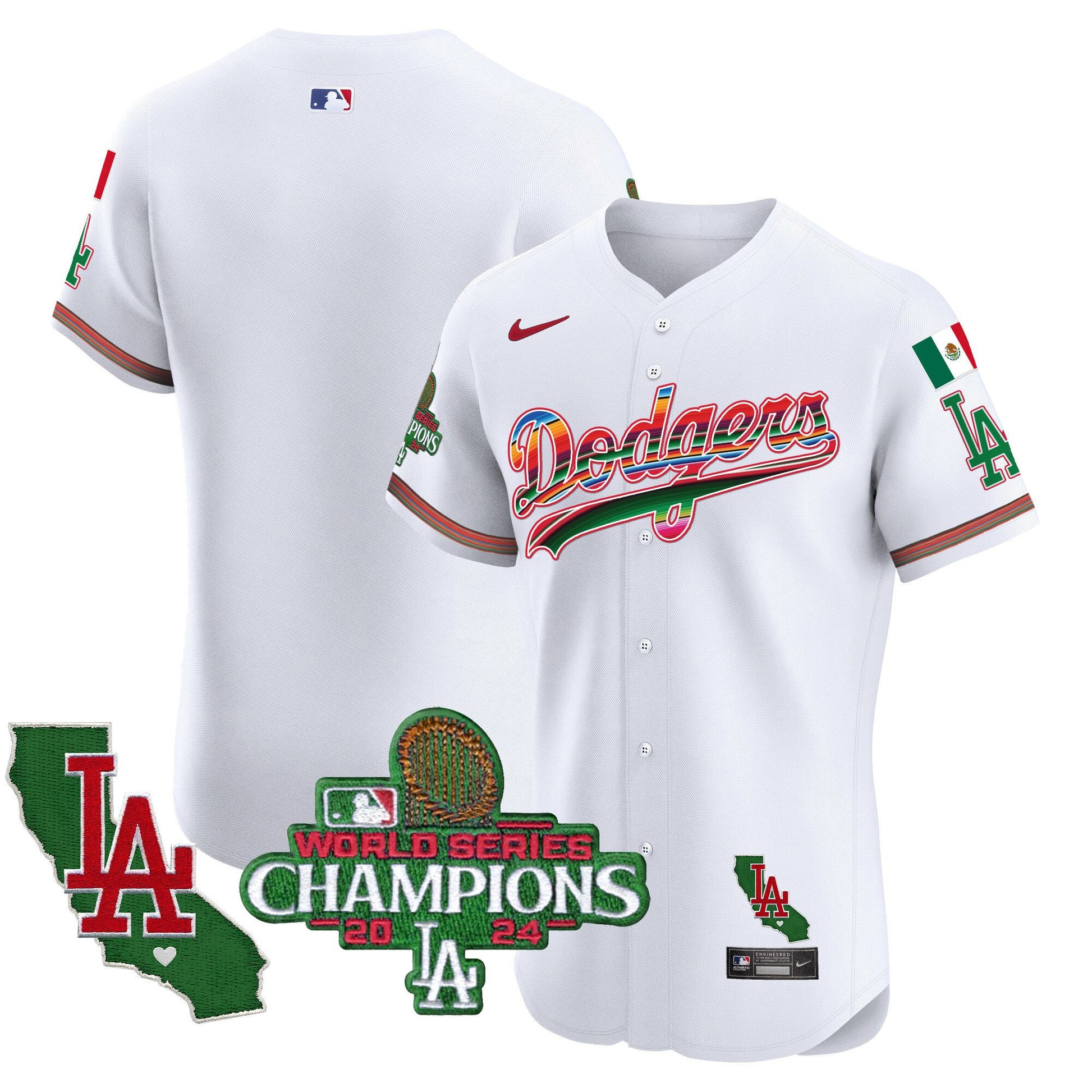 Men's Dodgers Mexico 2024 World Series Champions Vapor Premier Elite Jersey - All Stitched