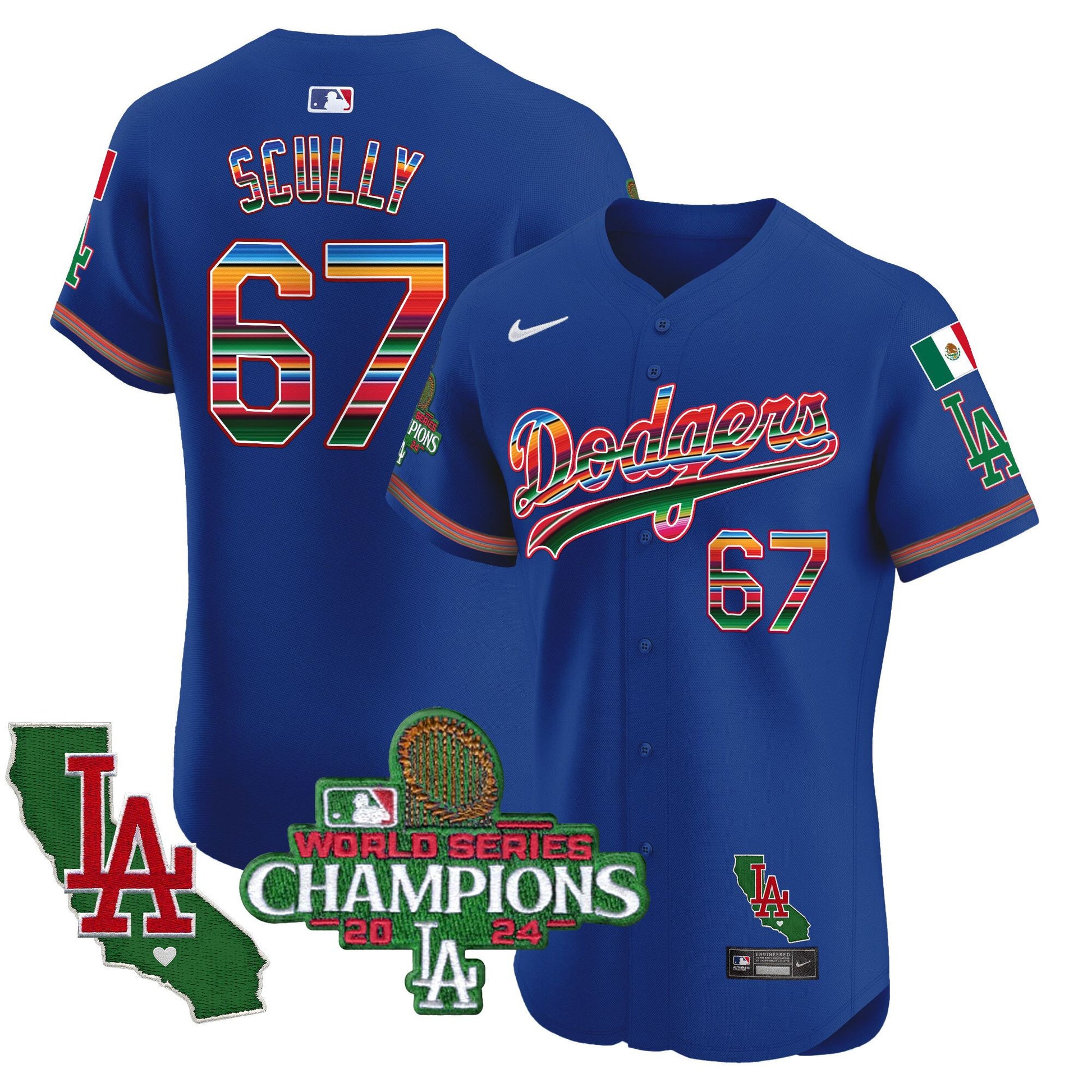 Men's Dodgers Mexico 2024 World Series Champions Vapor Premier Elite Jersey - All Stitched