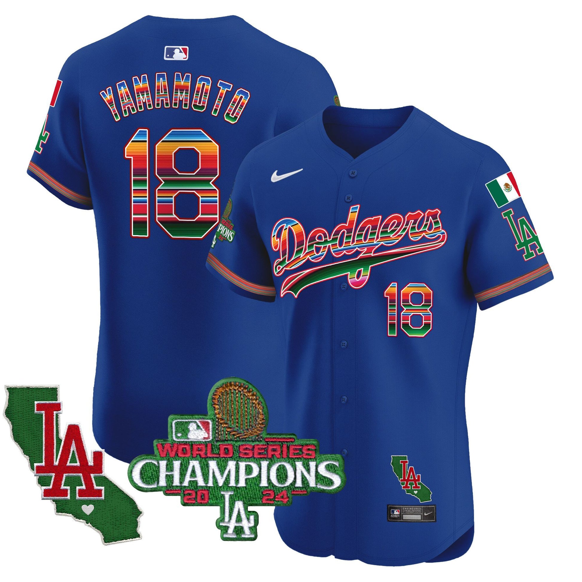 Men's Dodgers Mexico 2024 World Series Champions Vapor Premier Elite Jersey - All Stitched