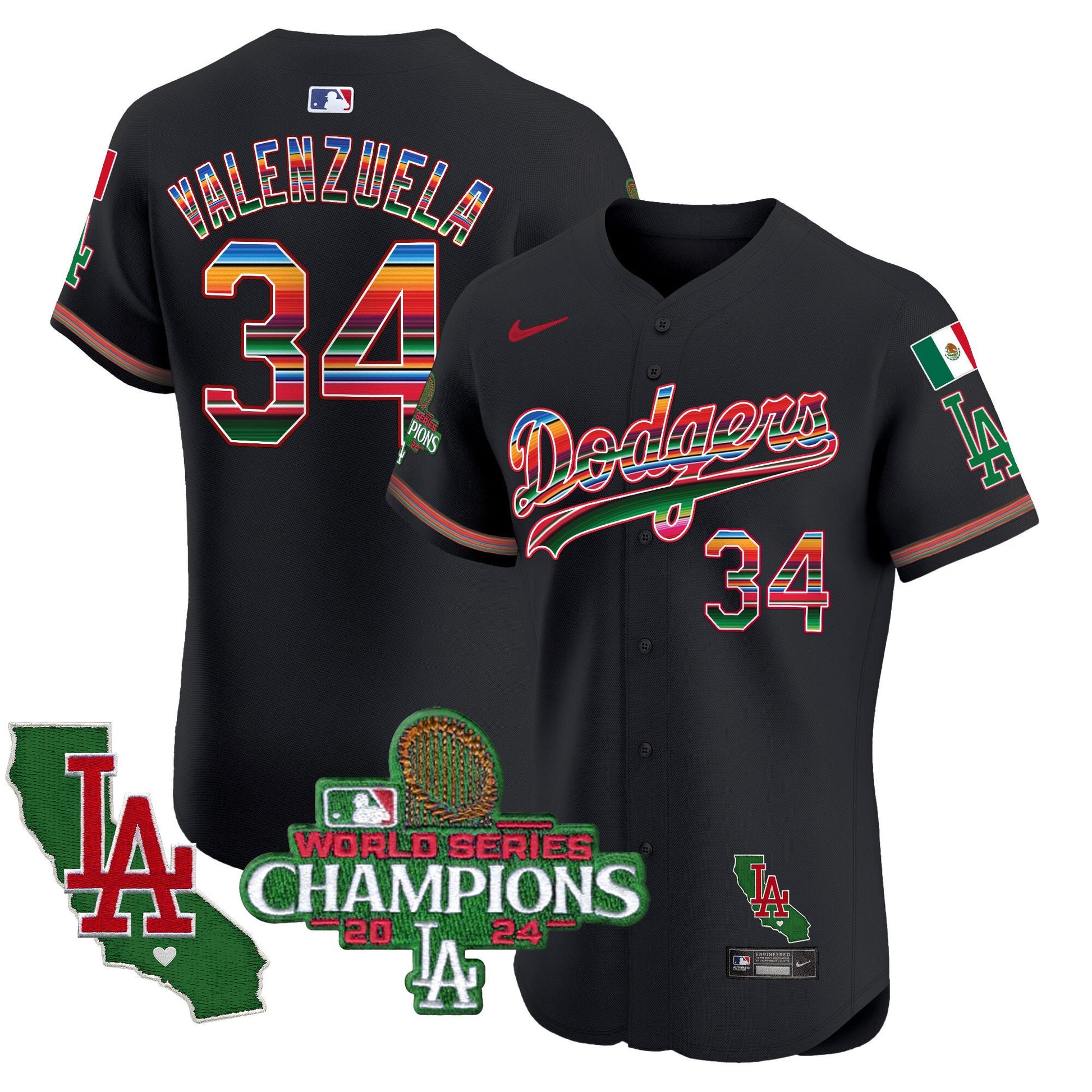 Men's Dodgers Mexico 2024 World Series Champions Vapor Premier Elite Jersey - All Stitched