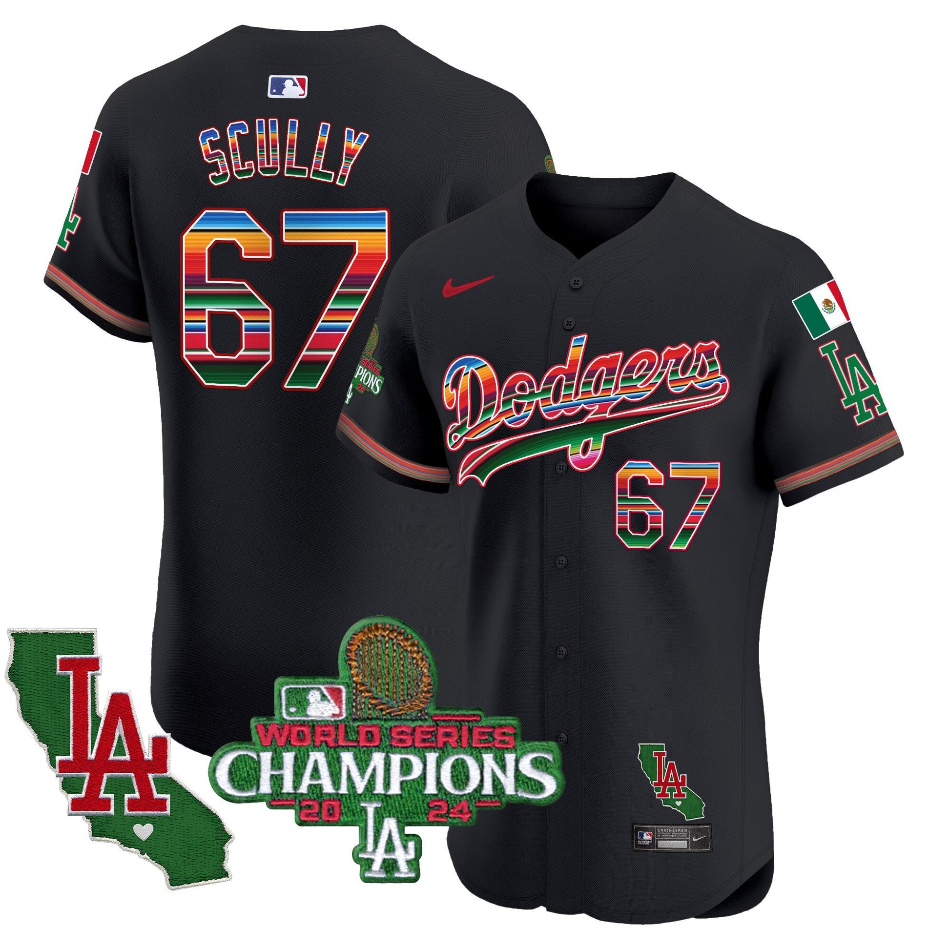 Men's Dodgers Mexico 2024 World Series Champions Vapor Premier Elite Jersey - All Stitched