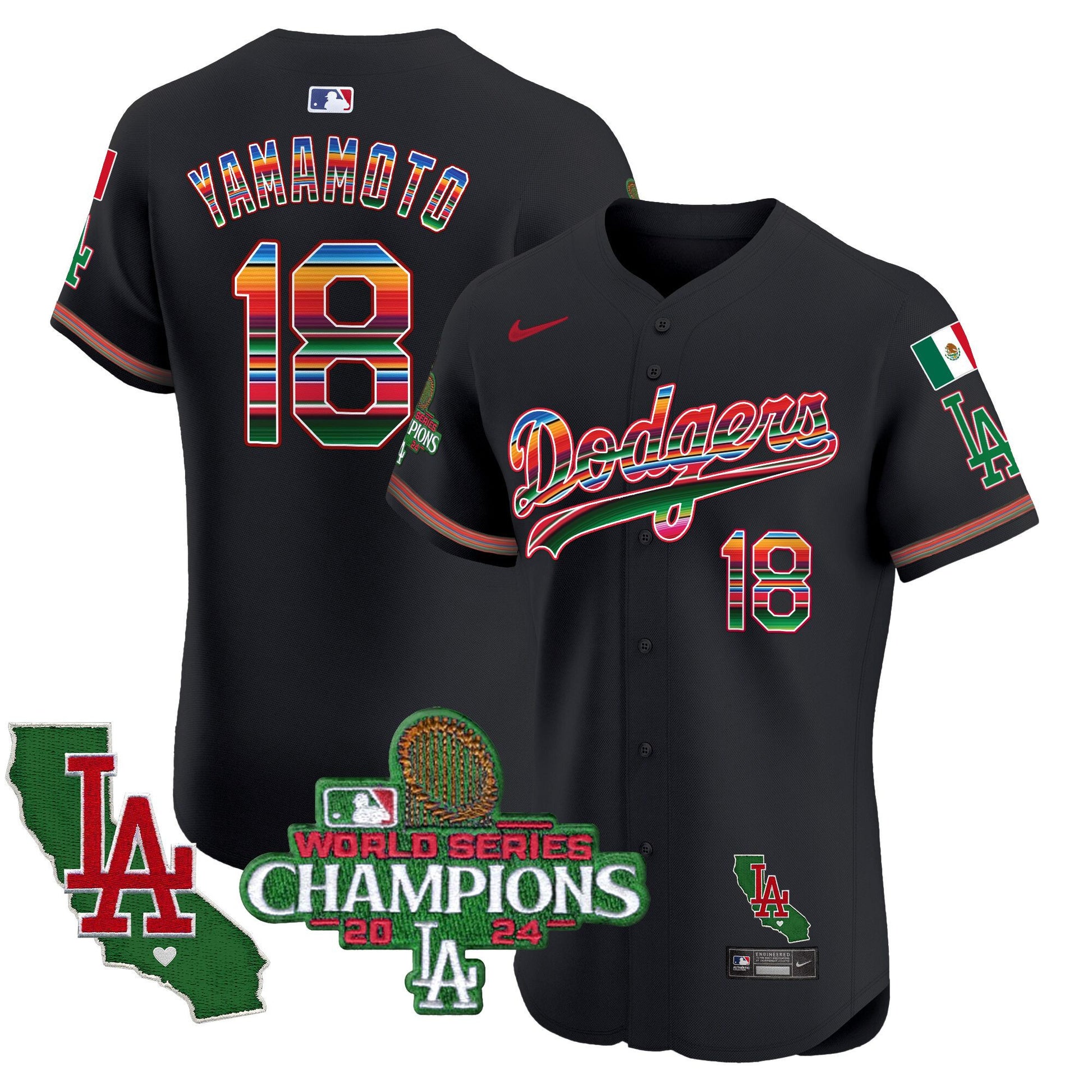 Men's Dodgers Mexico 2024 World Series Champions Vapor Premier Elite Jersey - All Stitched