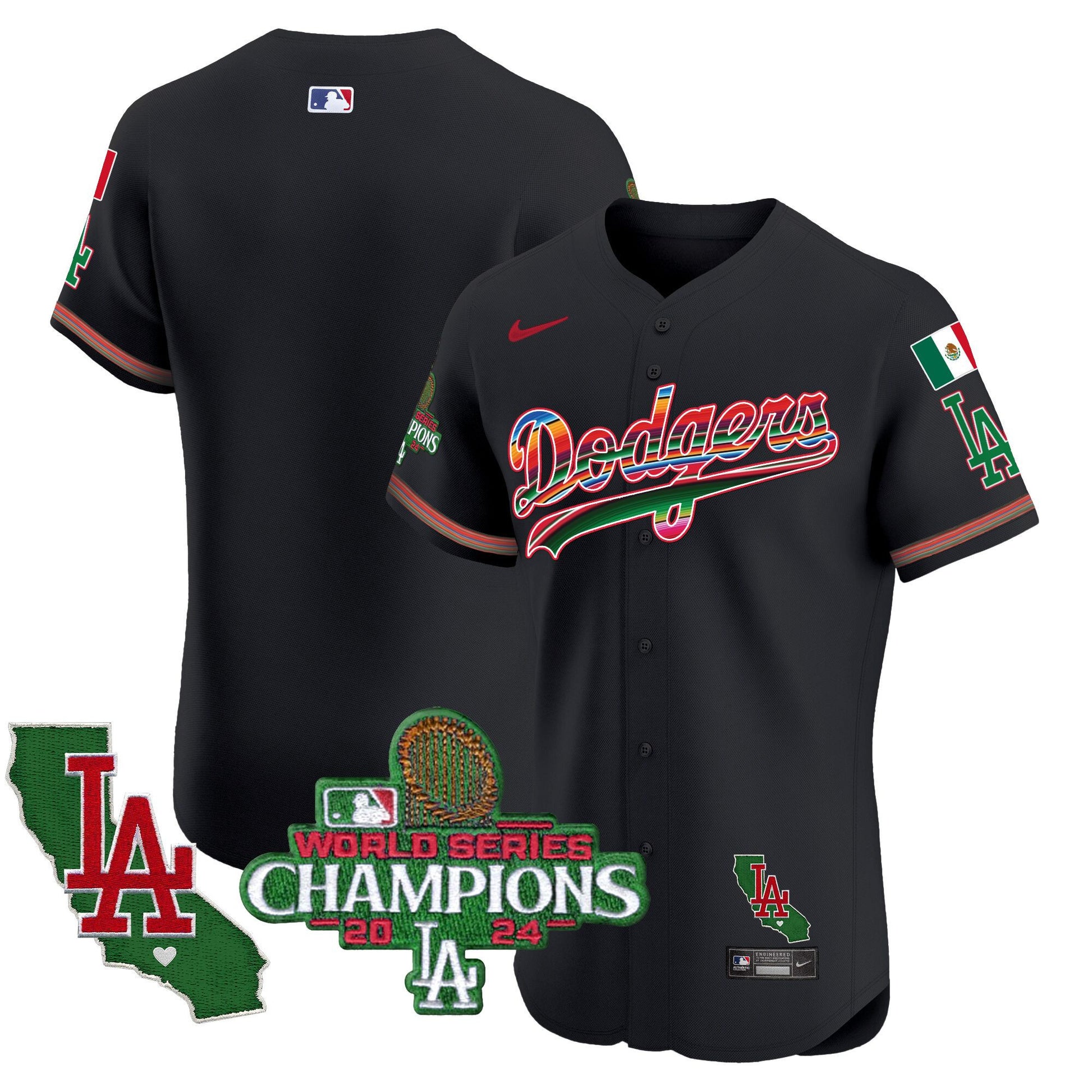 Men's Dodgers Mexico 2024 World Series Champions Vapor Premier Elite Jersey - All Stitched
