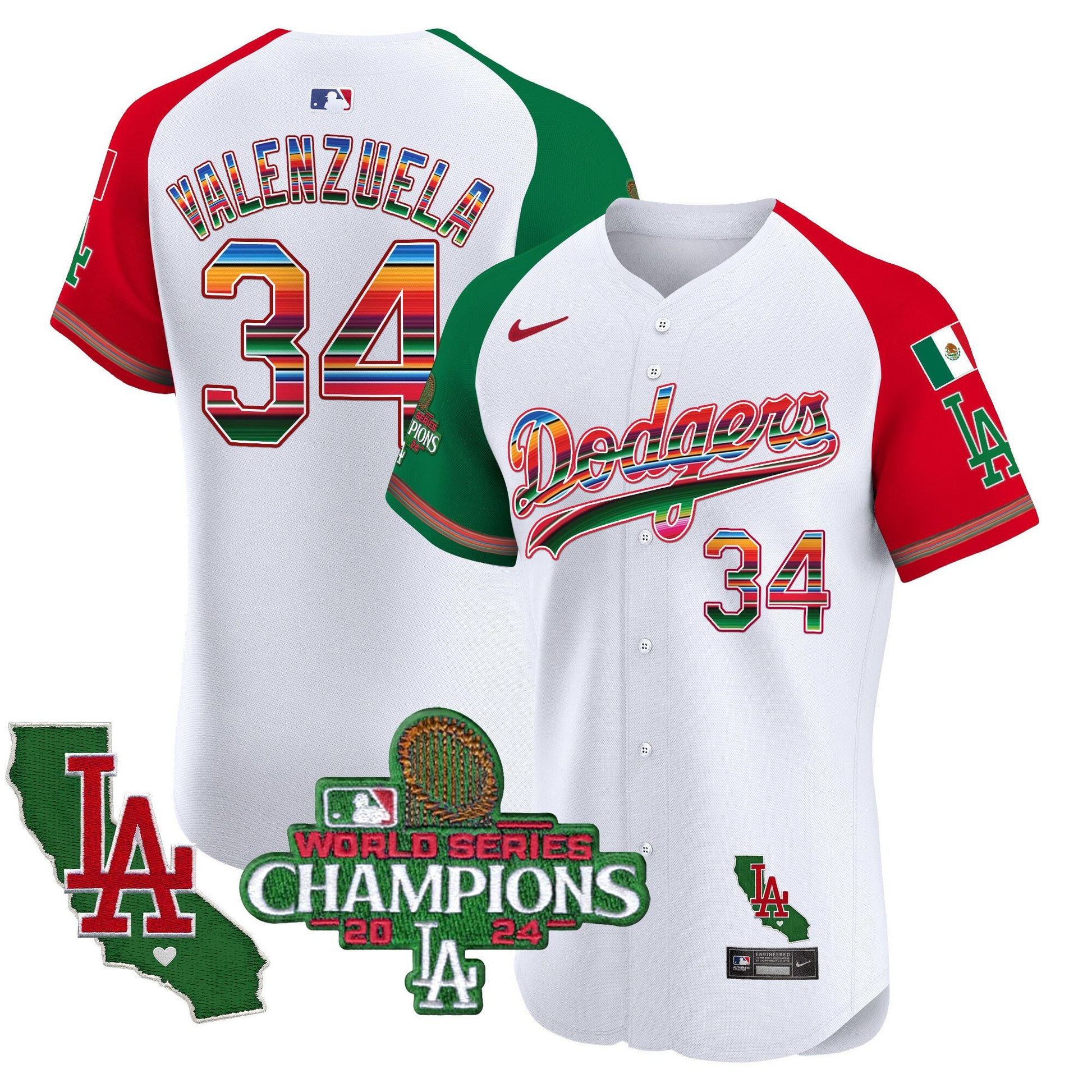 Men's Dodgers Mexico 2024 World Series Champions Vapor Premier Elite Jersey - All Stitched